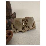 Collection of Carved Soapstone Brush Pots and Trinket Dishes