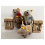 Collection of 6 Steiff Teddy Bears and Pig Plush Figures with Original Tags