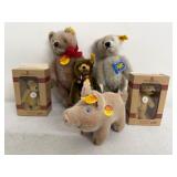 Collection of 6 Steiff Teddy Bears and Pig Plush Figures with Original Tags