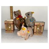 Collection of 6 Steiff Teddy Bears and Pig Plush Figures with Original Tags