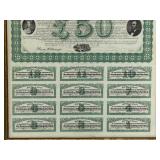 Antique Framed United States Great Republic Gold and Silver Mining Stock Certificate with Coupons