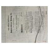 Antique Framed United States Great Republic Gold and Silver Mining Stock Certificate with Coupons