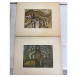 Set of 2 Bernard Zak Art Prints Judaean Mountains and Synagogue