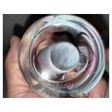 Signed Art Glass Paperweight with Swirled White, Black, and Pink Design