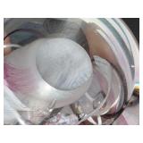 Signed Art Glass Paperweight with Swirled White, Black, and Pink Design