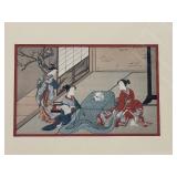 Pair of Framed Japanese Ukiyo-e Prints by Harunobu Suzuki and Seiko Miyagawa