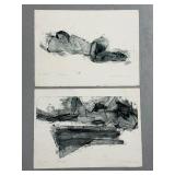 Pair of James D. Cota Collograph Prints Julia and Kristin Signed 1994