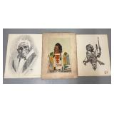 Collection of 3 Native American Art Prints Signed by Artists