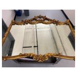 Ornate Gold Gilt Wood Wall Mirror with Decorative Frame, 47x36 Inches