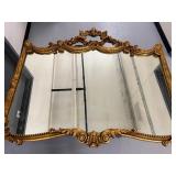 Ornate Gold Gilt Wood Wall Mirror with Decorative Frame, 47x36 Inches