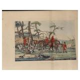 Set of 4 Framed Vintage Fox Hunting Prints with Horses and Hounds