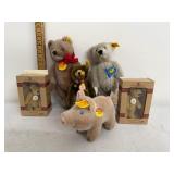 Collection of 6 Steiff Teddy Bears and Pig Plush Figures with Original Tags