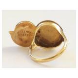 10k Gold Engraved Locket Signet Ring Size 6, 5.33 grams