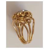 14k Gold Ring with Aquamarine Stone, Size 6, 6.15g, Vintage Design