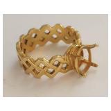 14K Gold Ring Mounting with Openwork Design, 5.32g, Marked 14K