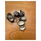 Sterling Silver Brown Country Baskets Charms