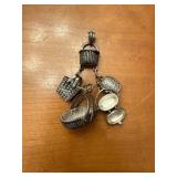 Sterling Silver Brown Country Baskets Charms