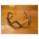Sterling Silver Zigzag Cuff Bracelet - Unmarked