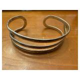 Sterling Silver Cuff Bracelet - Three-Band Open Spiral