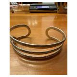 Sterling Silver Cuff Bracelet - Three-Band Open Spiral