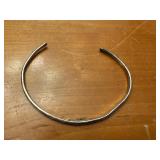 Sterling Silver Cuff Bracelet - Engraved Leaf Border - Open Gap