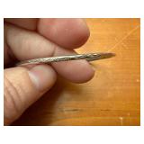 Sterling Silver Cuff Bracelet - Engraved Leaf Border - Open Gap