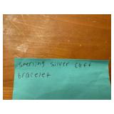 Sterling Silver Cuff Bracelet - Engraved Leaf Border - Open Gap