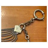 Vintage Elgin Pocket Watch on Ornate Multi-Chain Necklace with Fob & Locomotive Engraving