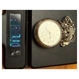 Vintage Elgin Pocket Watch on Ornate Multi-Chain Necklace with Fob & Locomotive Engraving