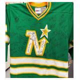 Signed CCM Vintage Minnesota North Stars Hockey Jersey, Adult Large Over 35 Signatures including Tom Reid, Lou Nanne, Bill Butters