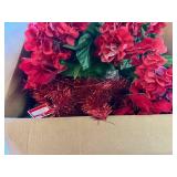 SSS. Large Box(Amazon Box)Floral Picks Mostly Red but some Spring Colors & Tinsel Wreaths(red & Silver