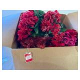 SSS. Large Box(Amazon Box)Floral Picks Mostly Red but some Spring Colors & Tinsel Wreaths(red & Silver