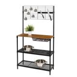 SSS. Black Kitchen Bakers Rack