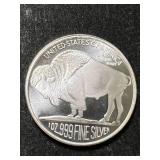 1 TROY OZ .999 FINE SILVER BUFFALO INDIAN ROUND