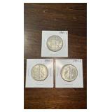 3x 1941D AU silver half dollars in great condition