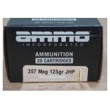 20 Ammo Inc .357 Mag 125 Gr JHP Ammo