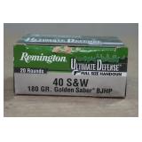 20 Remington Ultimate Defense .40 S&W 180 Gr Golden Saber BJ HP Ammo