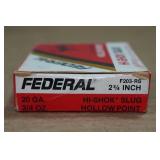5 Federal Hi-Shok 20 Gauge 2-3/4" HP Slugs