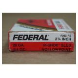 5 Federal Hi-Shok 20 Gauge 2-3/4" HP Slugs
