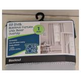 NEW YOUR ZONE 63” BLACKOUT CURTAIN WITH SHEER OVERLAY- GRAY