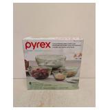 PYREX COLORS GLASS MIXING BOWLS WITH LIDS 8PC.