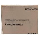 LIFEMASTER 20PC. PLASTIC PLANTER POTS WHITE