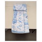 NEW WYATT AND ASH WASHABLE AREA RUG BLUE FLORAL 8x10