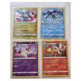 Lot of 4 Holo Pokemon Trading Cards Featuring Inteleon, Cinderace, Dialga, and Typhlosion