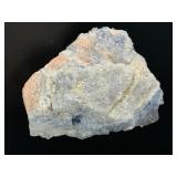 Blue Halite Crystal is a translucent cluster of soft blue cubic formations, exuding a calm, cooling energy.