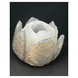 Hand -Carved Natural Geode Natural Agate Geode Lotus Flower