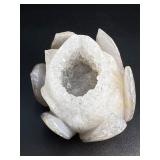 Hand -Carved Natural Geode Natural Agate Geode Lotus Flower