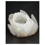 Hand -Carved Natural Geode Natural Agate Geode Lotus Flower