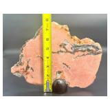 A stunning extra-large pink amethyst slice, glowing with soft rosy hues and natural crystalline texture.