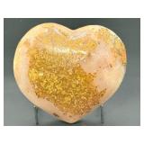 Polished druzy Agate Geode Heart Shape Hand carved